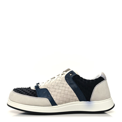 Bottega Veneta Nappa Ostrich Intrecciato Suede Sneakers 43 Grey Black Navy 1 of 11