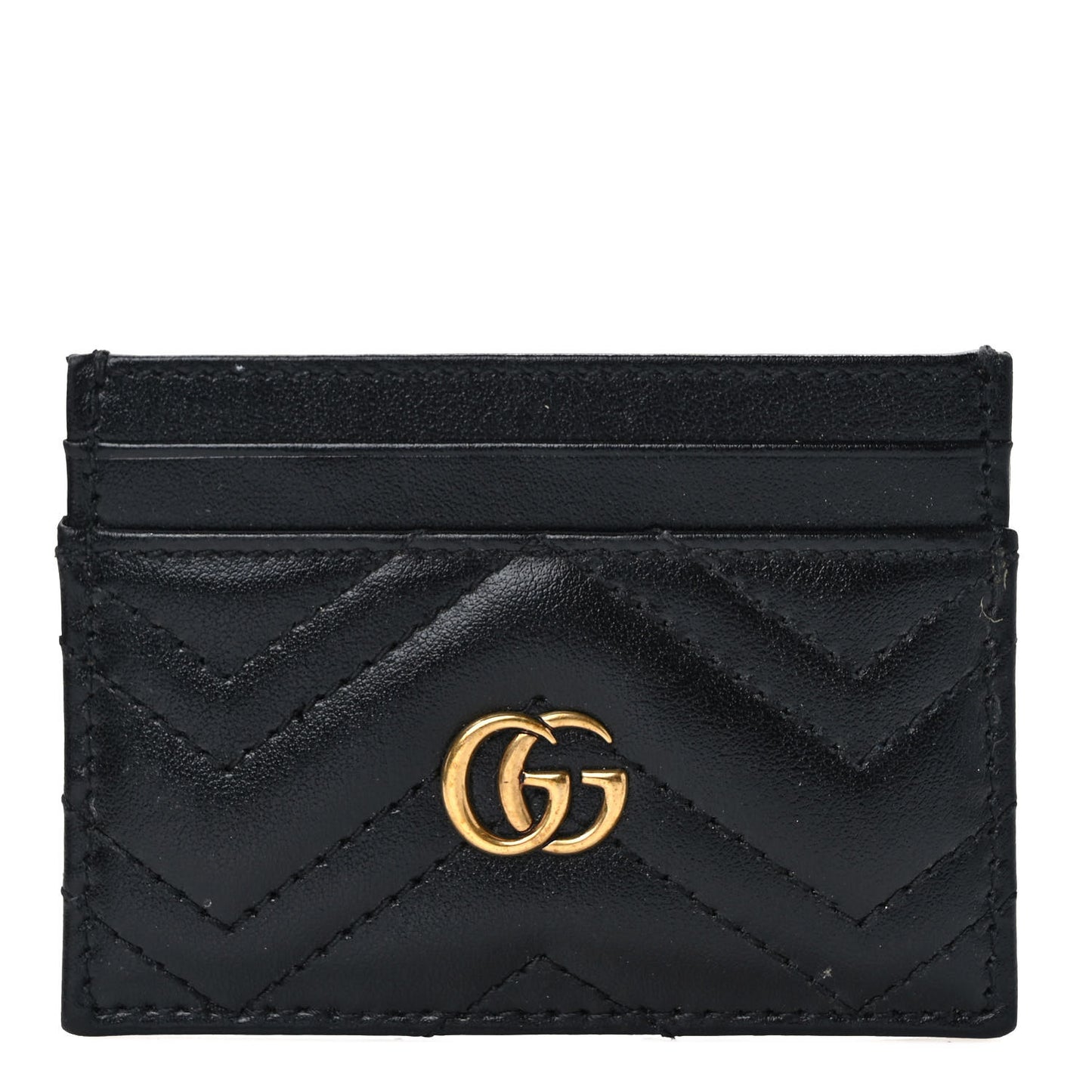 Calfskin Matelasse GG Marmont Card Holder Black