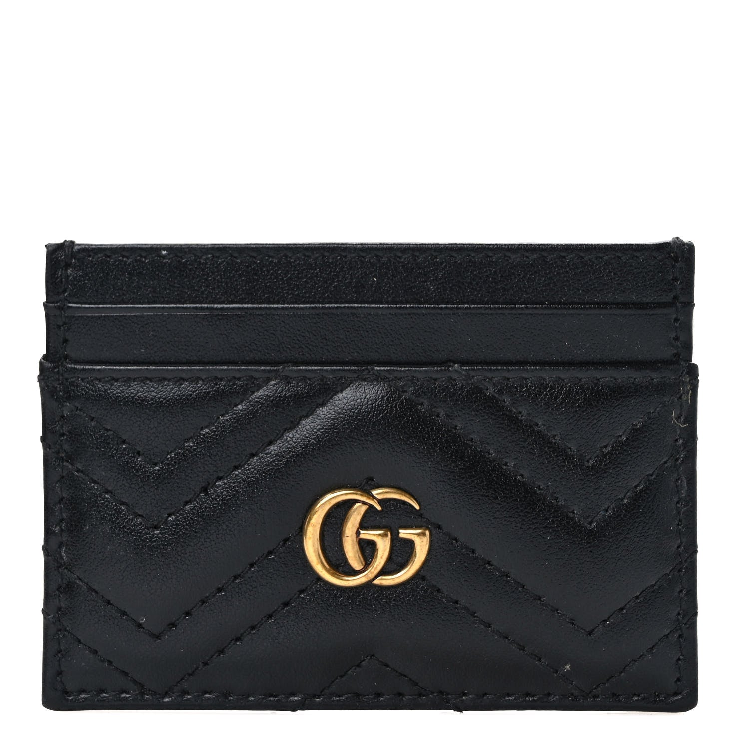 Gucci Calfskin Matelasse GG Marmont Card Holder Black 1 of 7