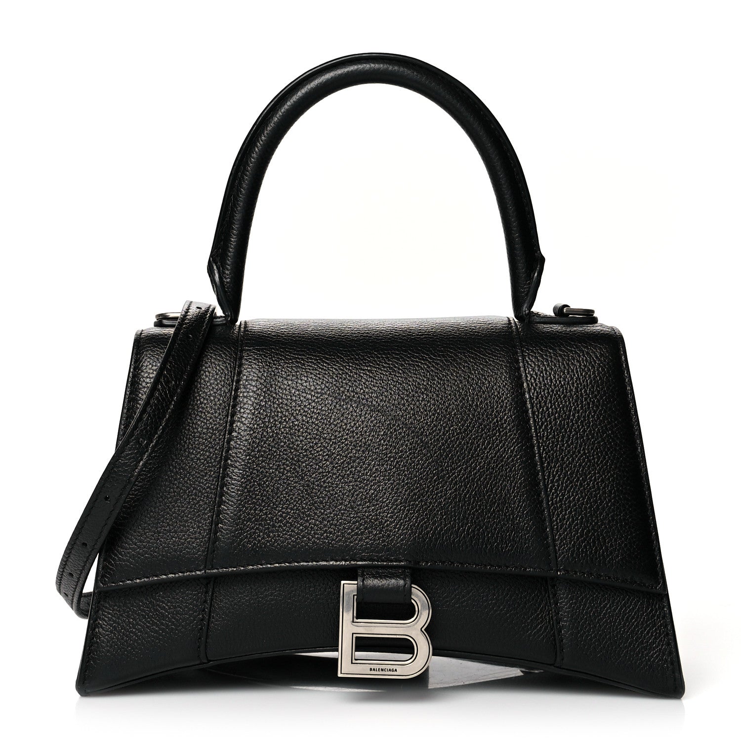 Balenciaga Grained Calfskin Small Hourglass Top Handle Bag Black 1 of 10