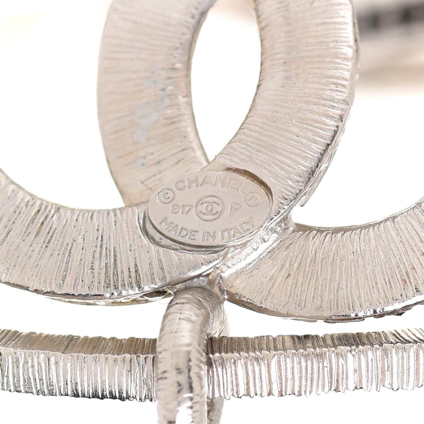 Crystal CC Hoop Earrings Silver Black