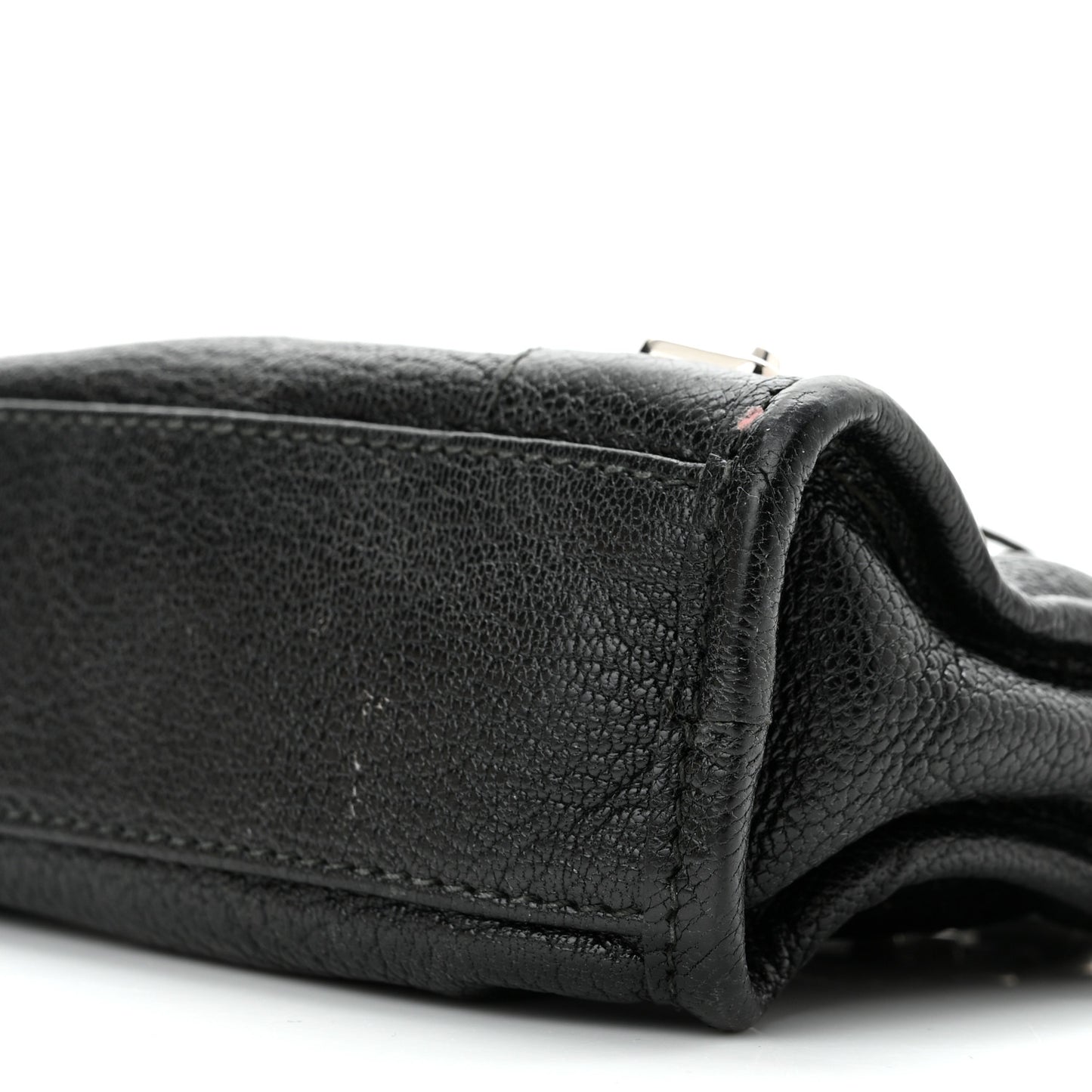 Chevre Silver Metallic Edge Hardware Nano City Black