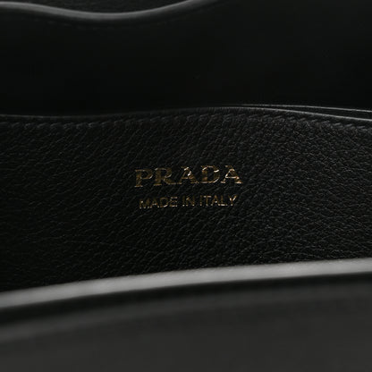 Prada Soft Grain Calfskin Medium Double Belt Tote Black 7 of 9