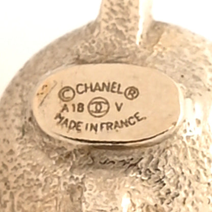 Chanel Pearl Enamel Logo Long Drop Earrings Gold 4 of 5