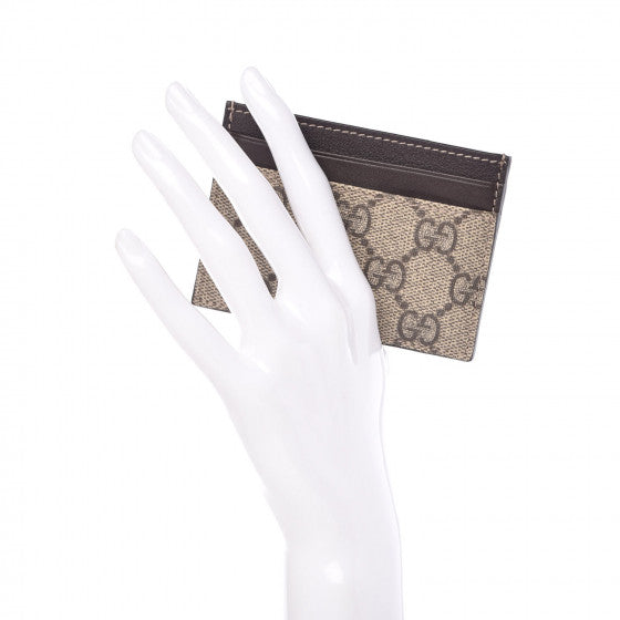 GG Supreme Monogram Card Holder Dark Brown