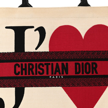 Christian Dior Canvas DiorAmour Chinese Valentines Je T’aime Large Book Tote White Red 8 of 17