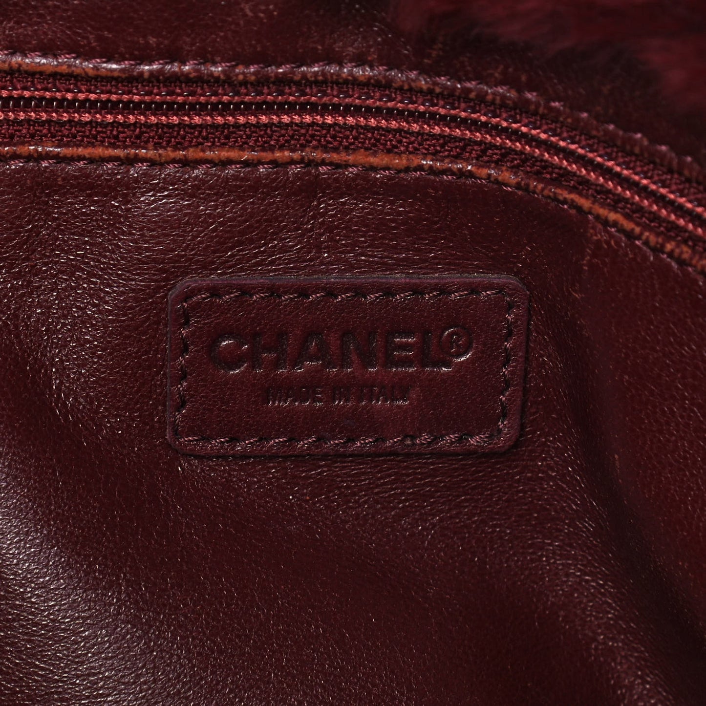 Rabbit Fur Shoulder Bag Burgundy