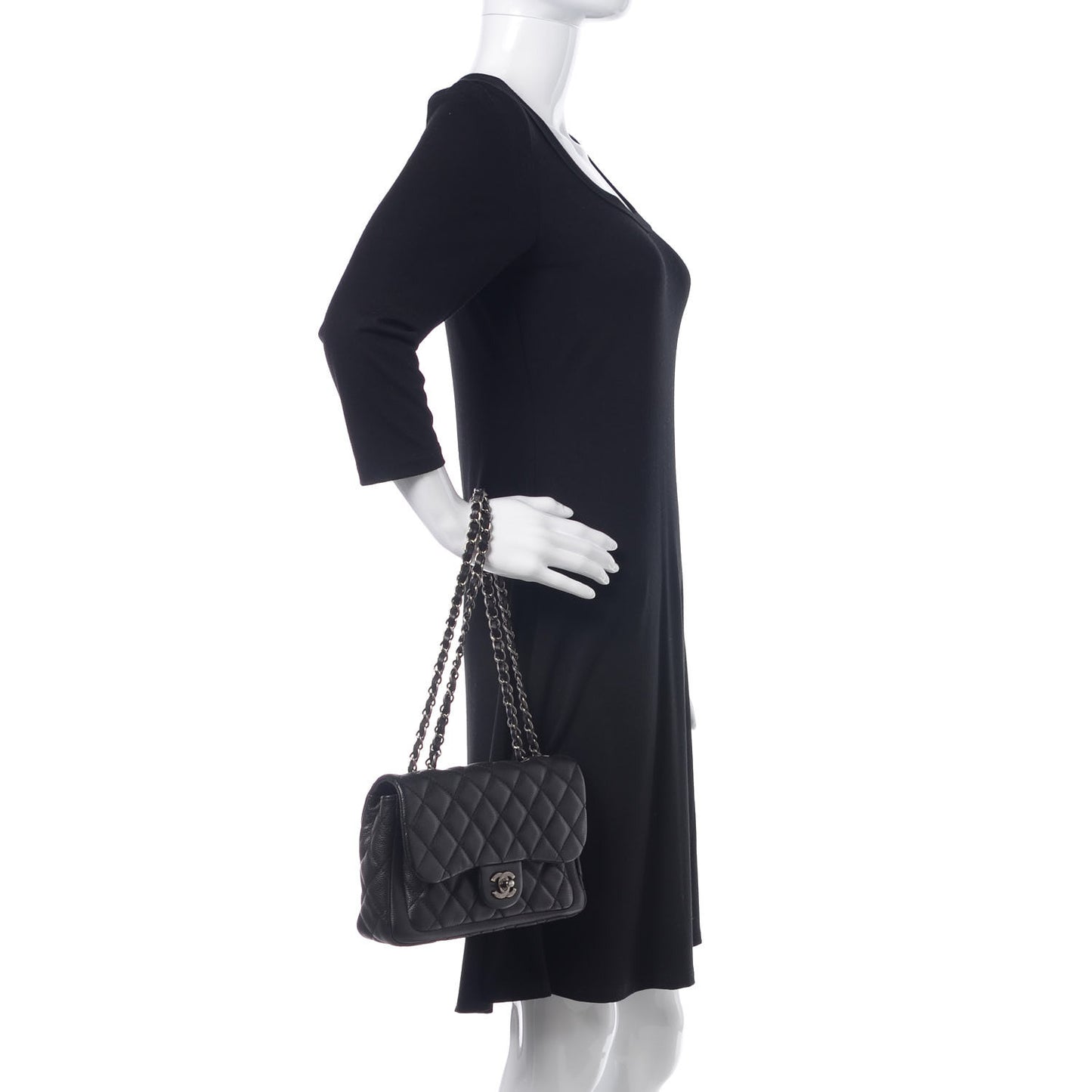 Caviar Quilted Large Now and Forever Flap Black