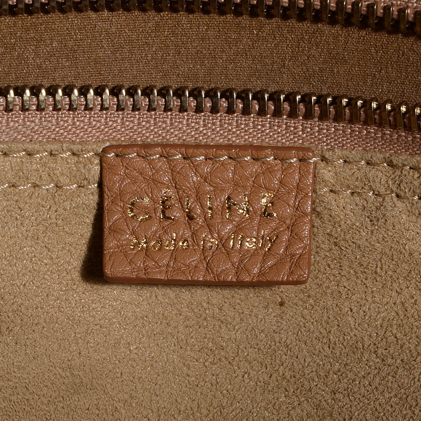 Pebbled Leather Mini Luggage Camel