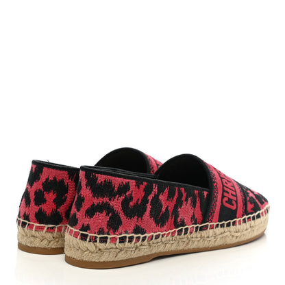 Christian Dior Cotton Embroidered Leopard Print Granville Espadrille 37 Red 5 of 9