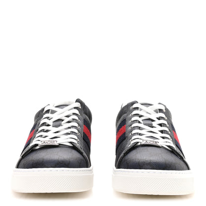 Gucci GG Supreme Monogram Web Mens New Ace Sneakers 9.5 Dark Blue 3 of 9