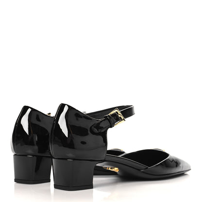 Prada Patent Triangle Squared Toe 35mm Pumps 37 Black 5 of 9