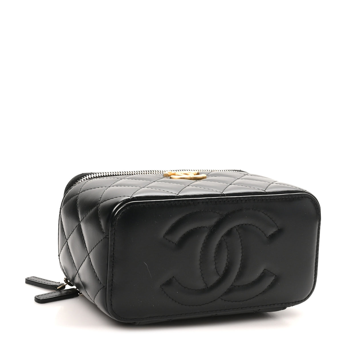 Chanel Calfskin Quilted Perfect Fit Vanity Case With Chain Black 4 of 12