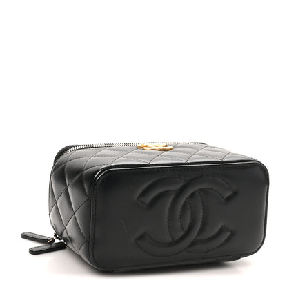Chanel Calfskin Quilted Perfect Fit Vanity Case With Chain Black 4 of 12