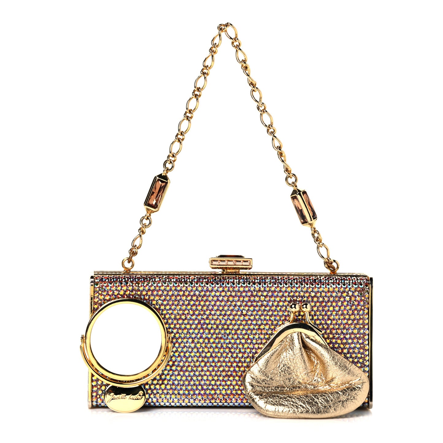 Swarovski Crystal Minaudiere Clutch Gold Multicolor