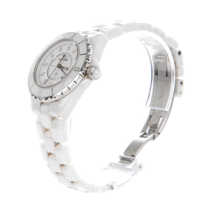 Chanel Stainless Steel Ceramic Diamond 33mm J12 Quartz Watch White 3 of 7