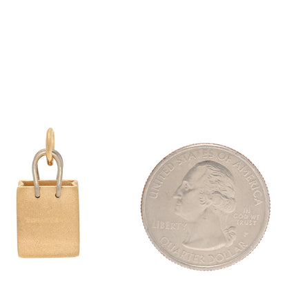 Tiffany 18K Yellow White Gold Shopping Bag Charm 2 of 3