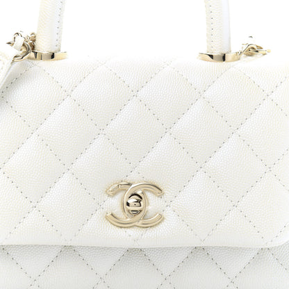 Chanel Iridescent Caviar Quilted Extra Mini Coco Handle Flap White 10 of 11