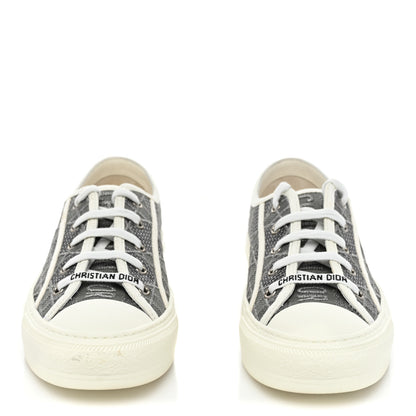 Christian Dior Laminated Canvas Cannage Embroidered Womens Walk'N'Dior Low Top Sneakers 37.5 Metal Grey 2 of 11