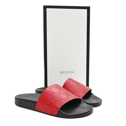 Gucci Guccissima Signature Womens Slide Sandals 38 Hibiscus Red 9 of 9