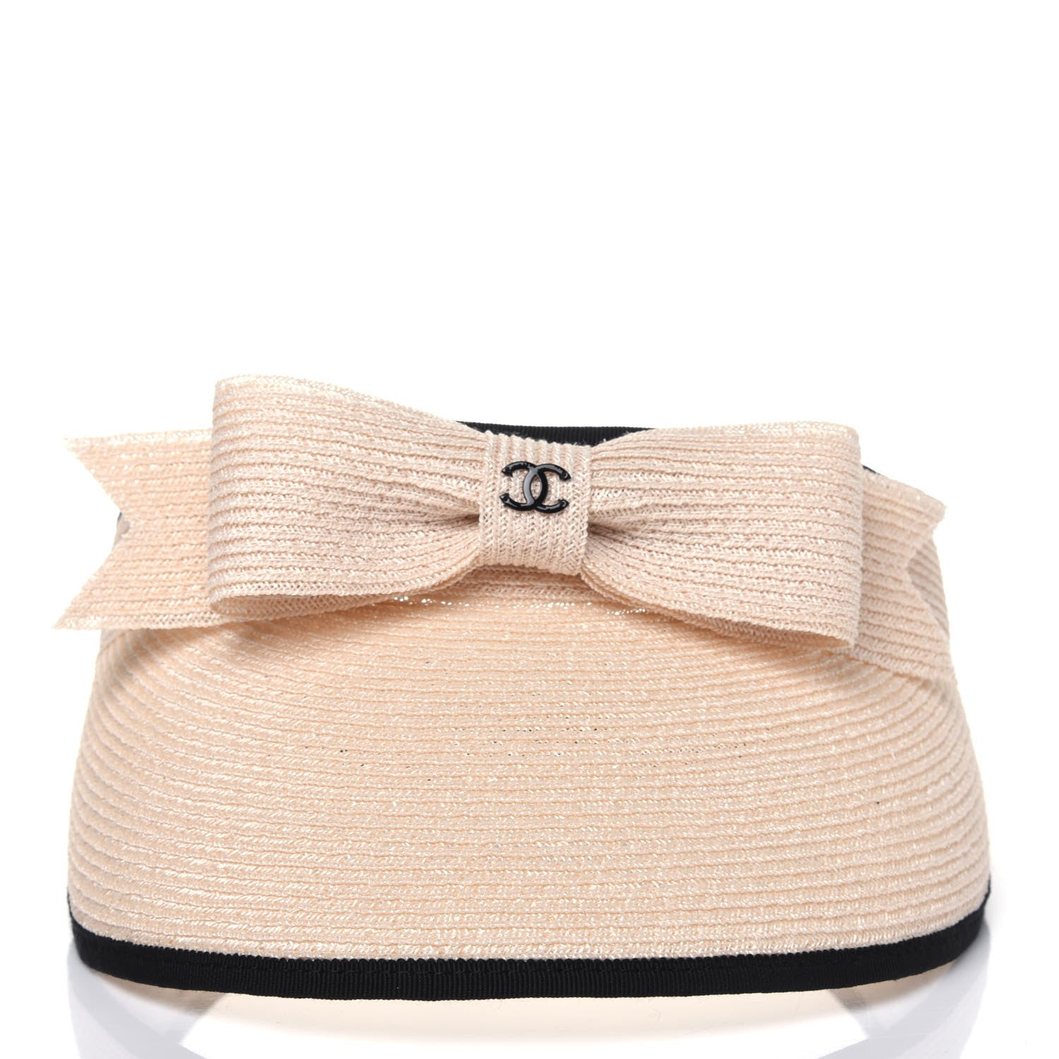 Chanel Straw Grosgrain Visor M Beige Black 4 of 7