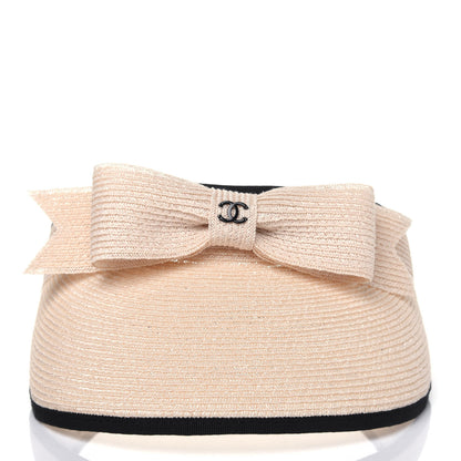 Chanel Straw Grosgrain Visor M Beige Black 4 of 7