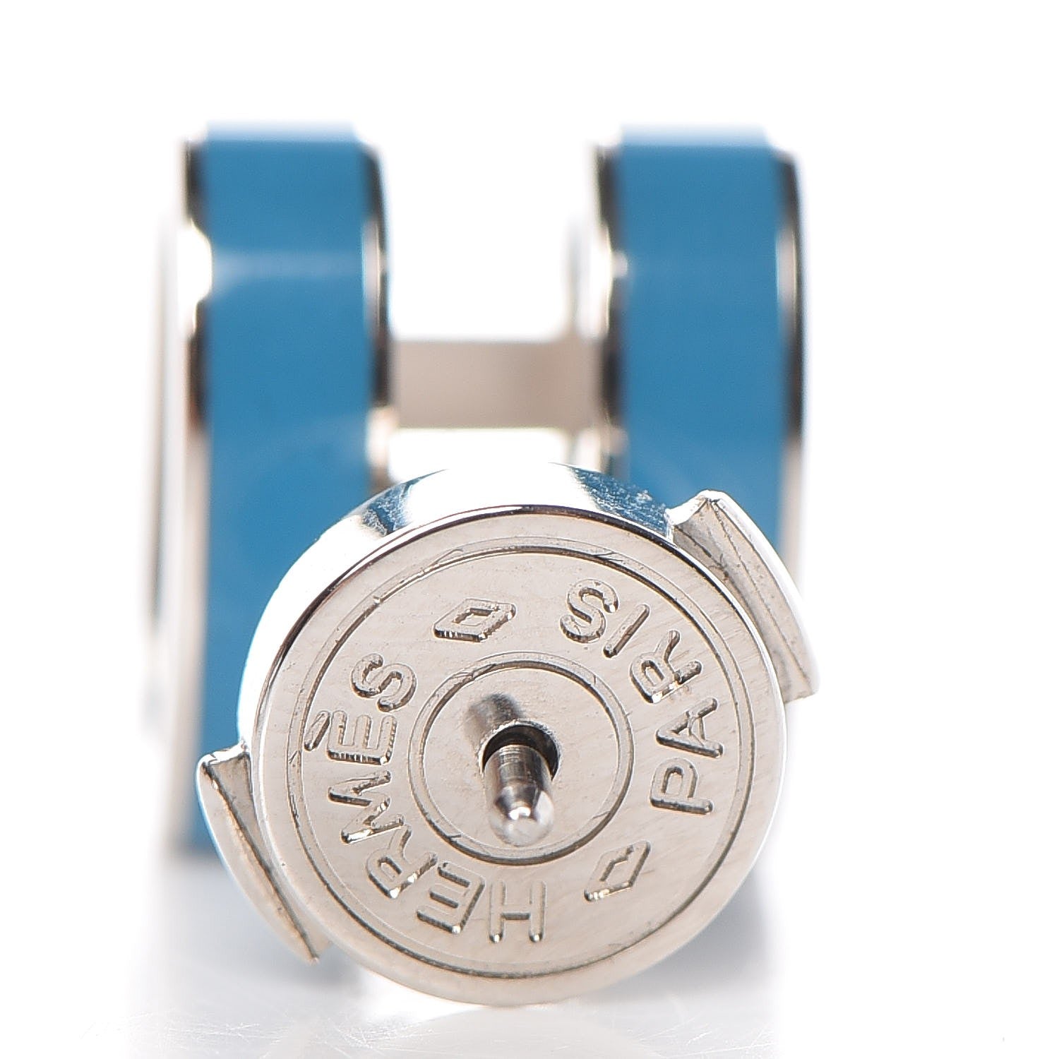 Hermes Palladium Lacquered Pop H Earrings Bleu Paradis 4 of 5