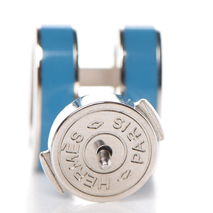 Hermes Palladium Lacquered Pop H Earrings Bleu Paradis 4 of 5