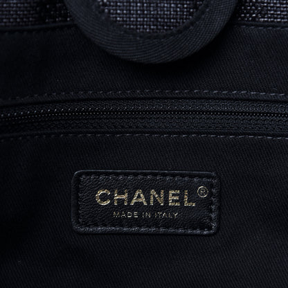 Chanel Mixed Fibers Striped Small Deauville Tote Black 8 of 10