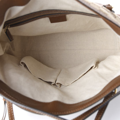 Gucci Monogram Textured Calfskin Medium Bree Foldover Tote Beige Ebony Nocciola 4 of 10