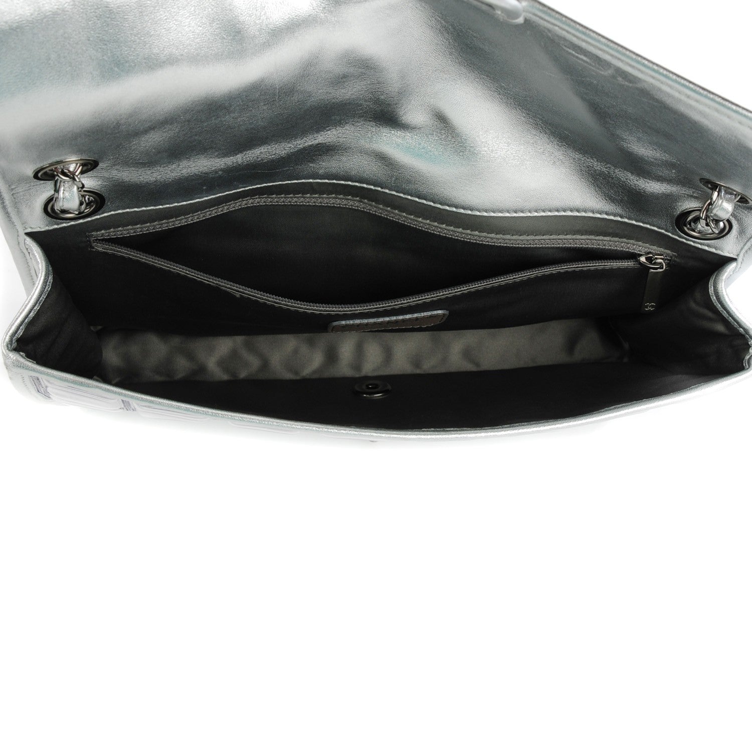 Chanel Vinyl Large Ice Cube Flap Silver 5 of 8
