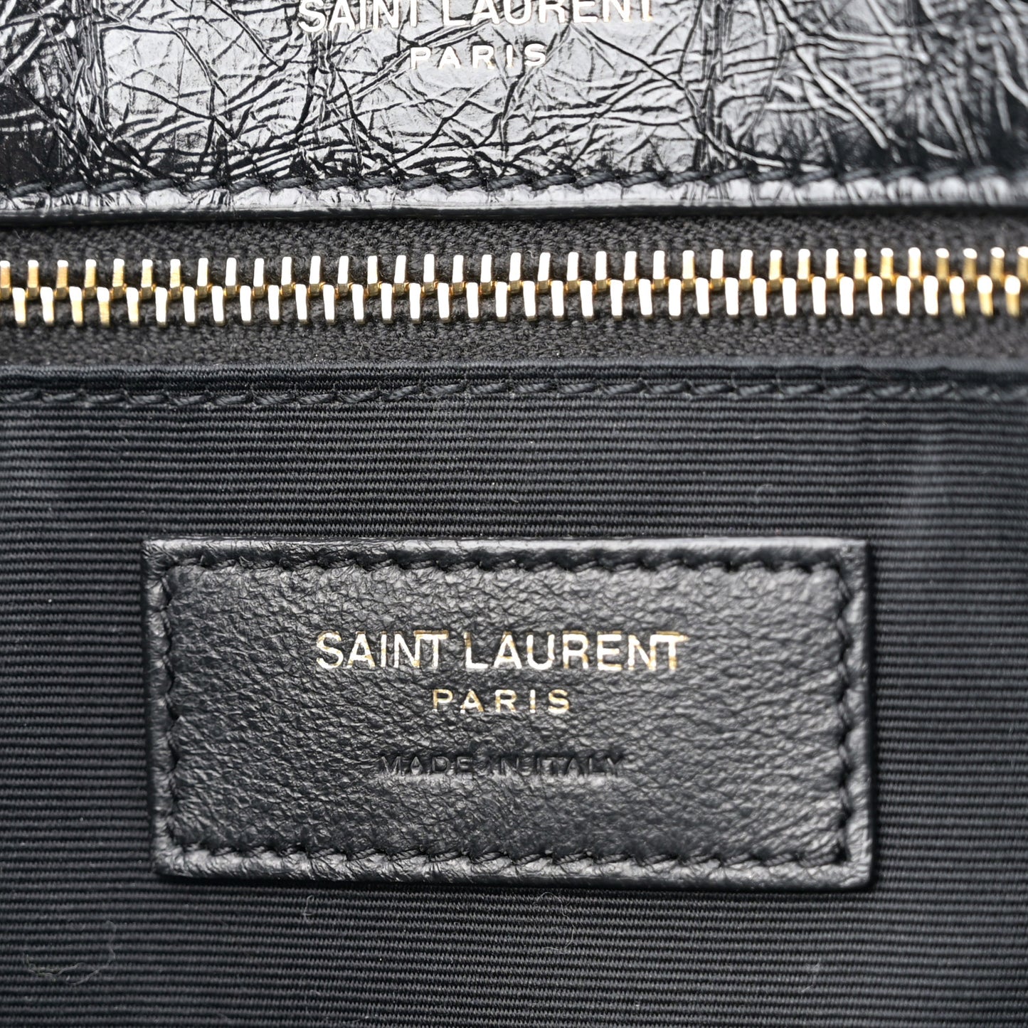 Crinkled Calfskin Matelasse Monogram Medium Niki Chain Satchel Black