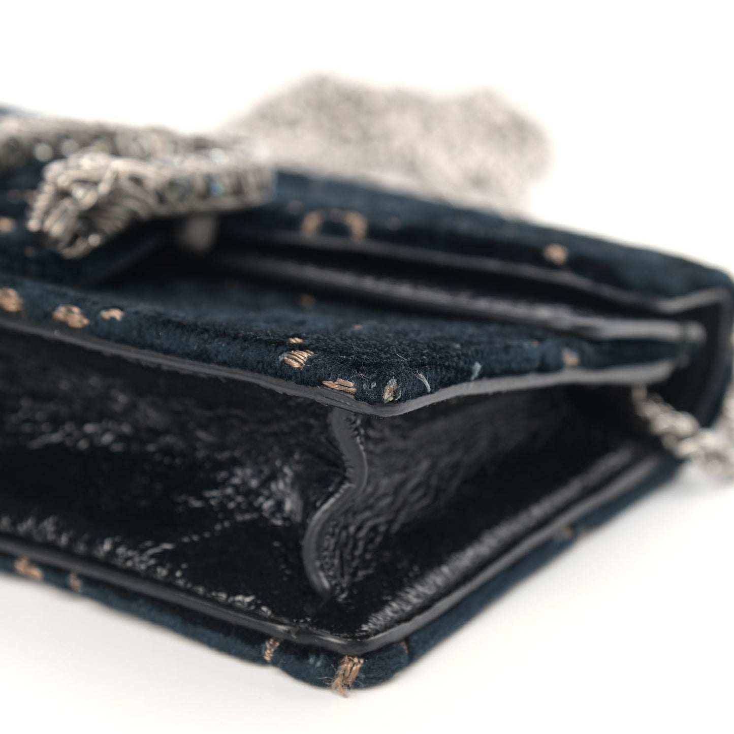 Velvet GG Monogram Super Mini Dionysus Shoulder Bag Blue Beige Black