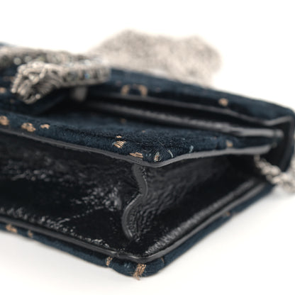 Gucci Velvet GG Monogram Super Mini Dionysus Shoulder Bag Blue Beige Black 5 of 14
