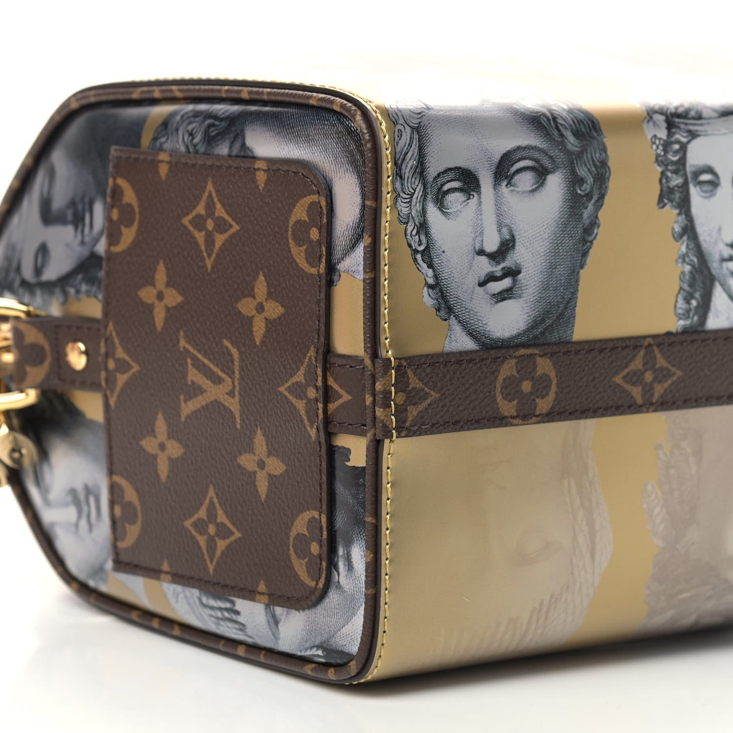 X FORNASETTI Calfskin Fornasetti Speedy Bandouliere 25 Gold