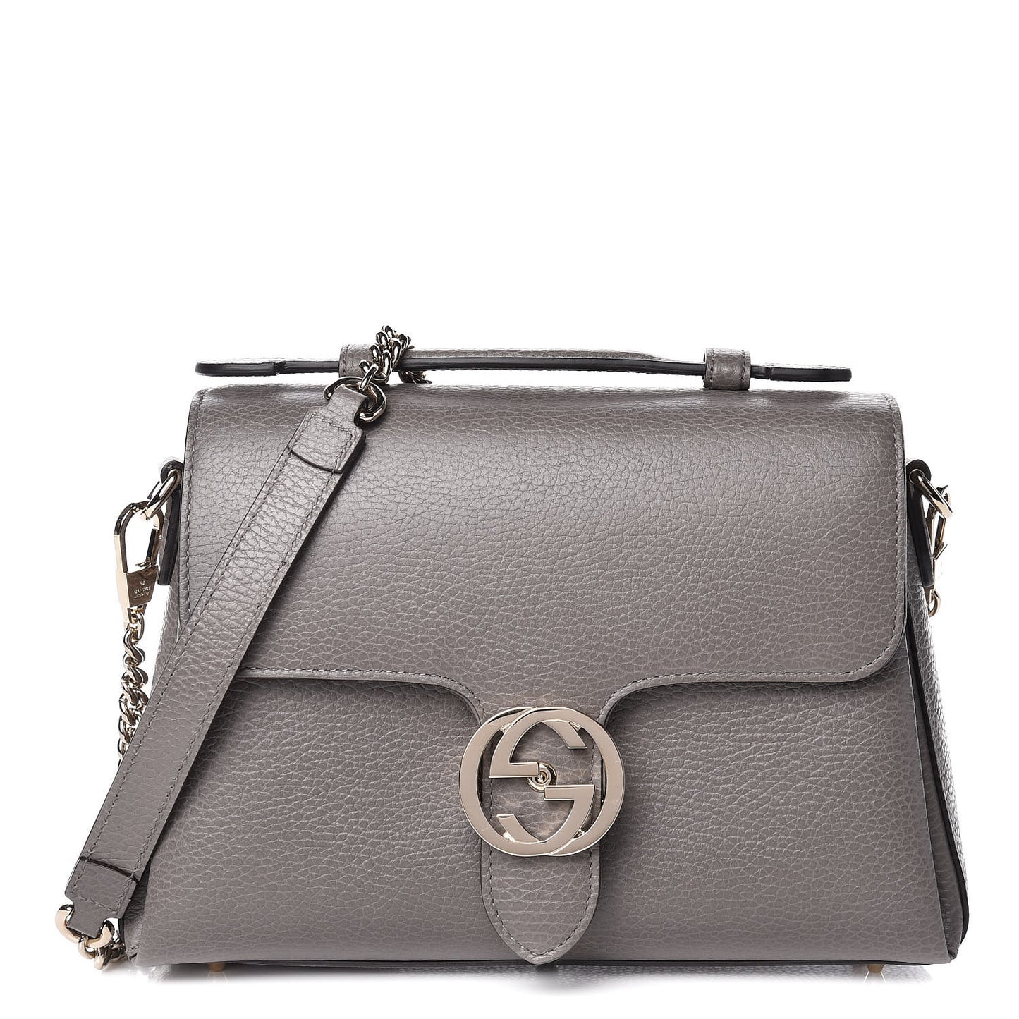 Dollar Calfskin Interlocking G Top Handle Shoulder Bag Loess