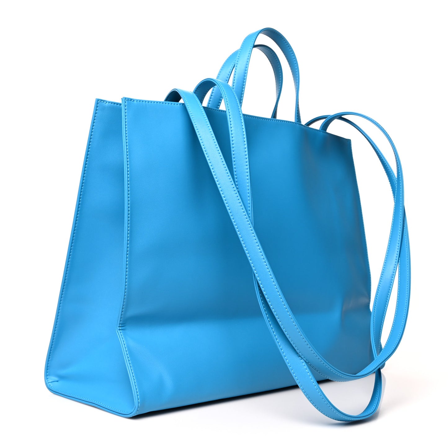 Vegan Leather Large Shopping Bag Cyan