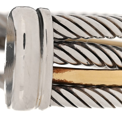 David Yurman Sterling Silver 18K Yellow Gold Crossover Three Row Cuff Bracelet 10 of 12