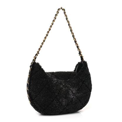 Chanel Shearling Quilted Hobo Black 3 of 9