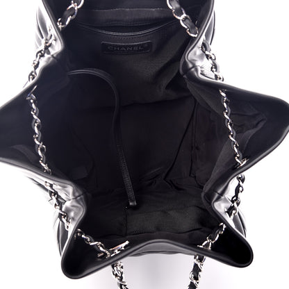 Chanel Calfskin Chevron Large Urban Spirit Drawstring Bag Black 5 of 7