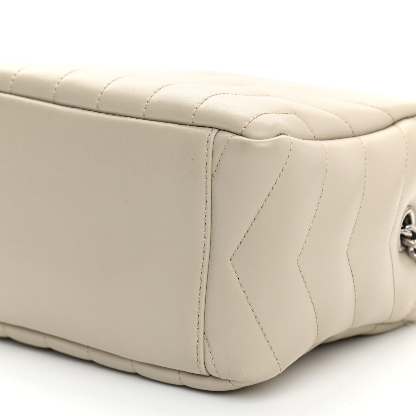 Calfskin Y Quilted Monogram Small Loulou Bowling Bag Ivory