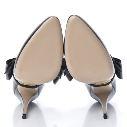 Gucci Nappa Removable Bow Elaisa Platform High Heel Pumps 38 Black 6 of 11