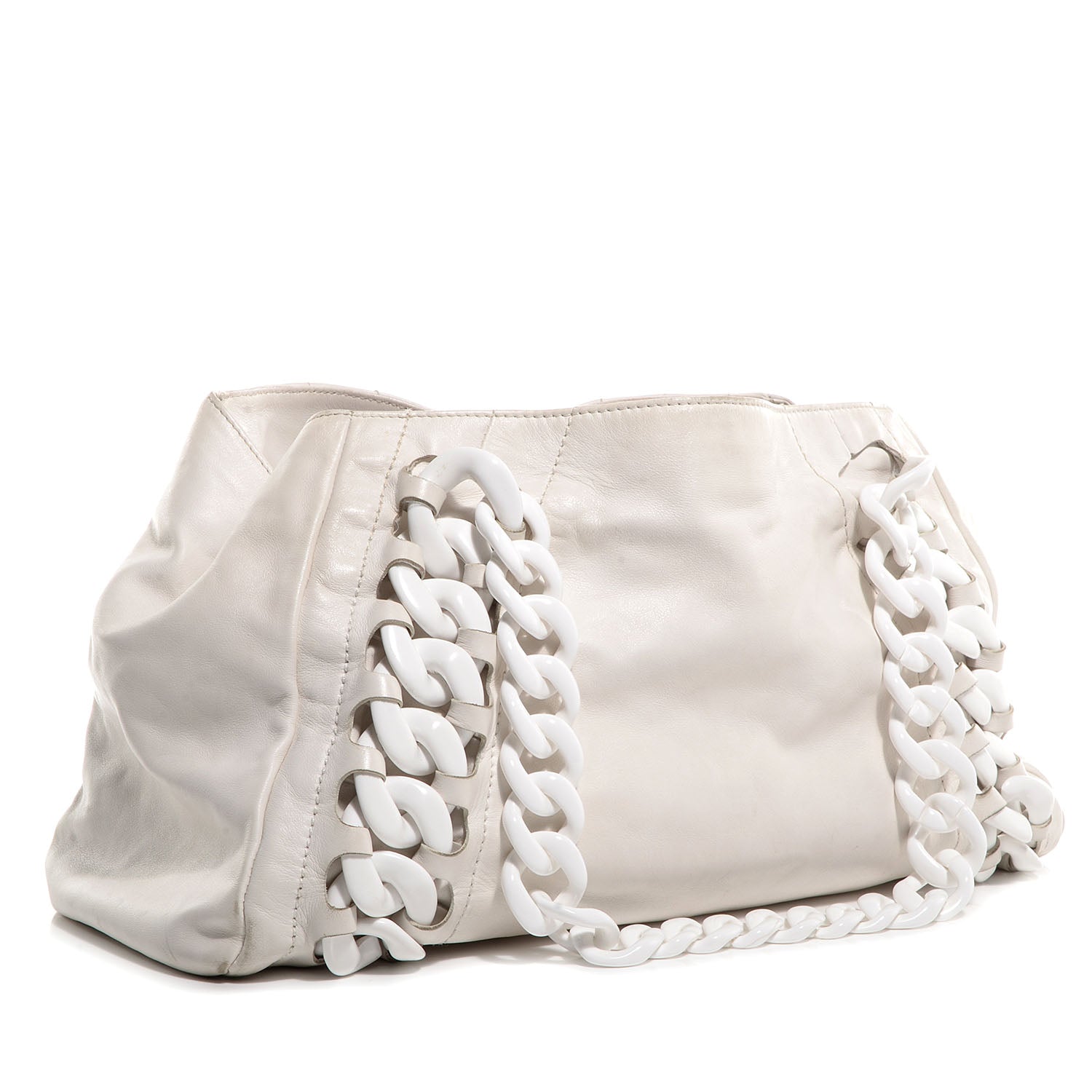 Chanel Leather Modern Chain Tote White 3 of 7