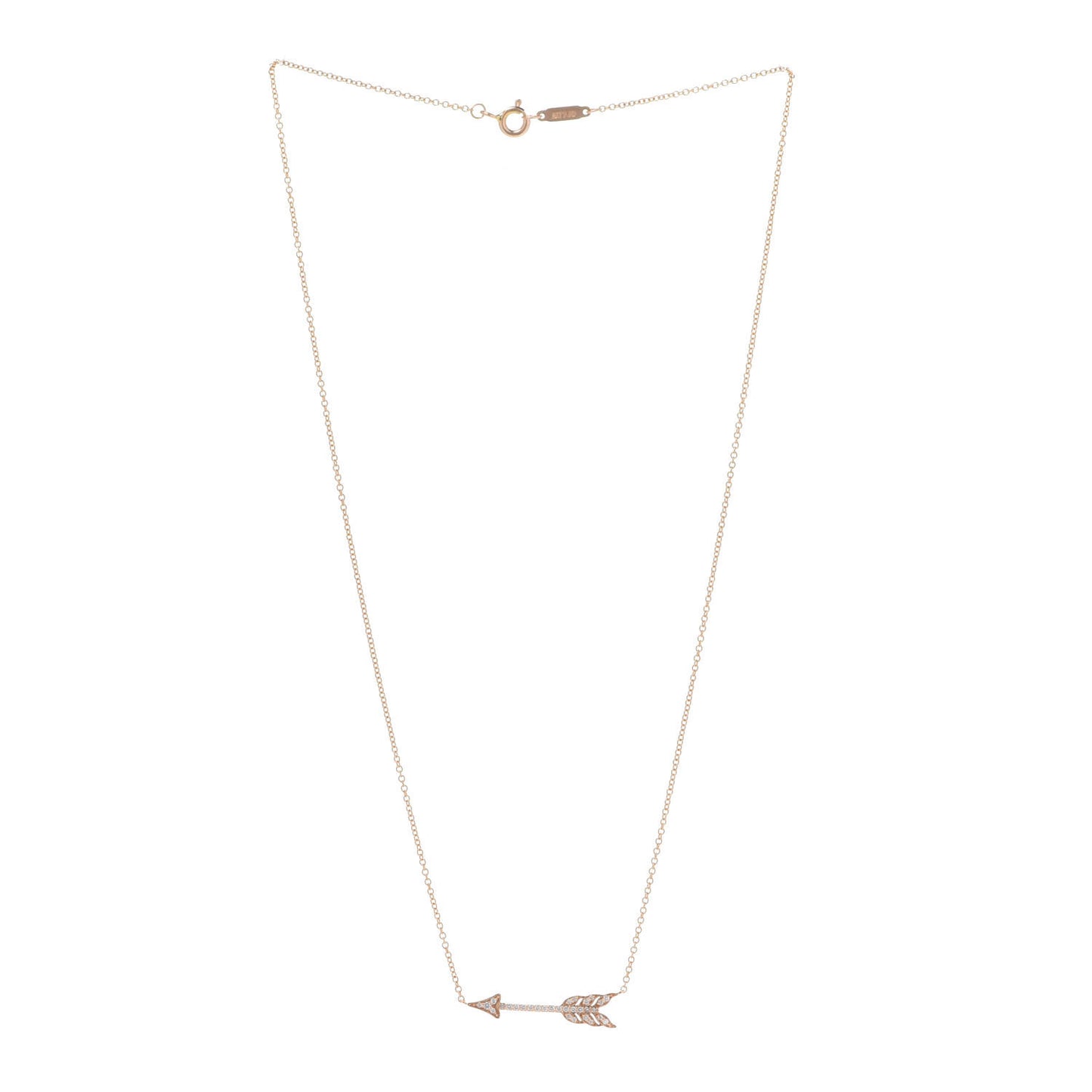 18K Rose Gold Diamond Arrow Pendant Necklace