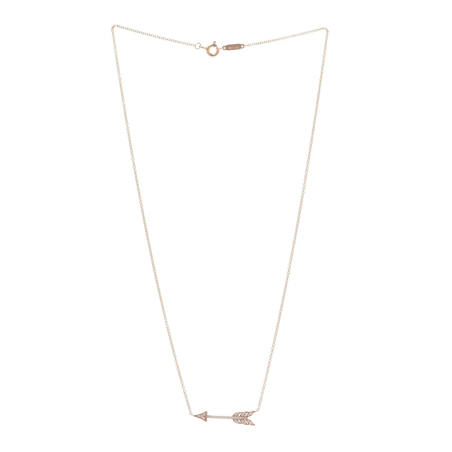 Tiffany 18K Rose Gold Diamond Arrow Pendant Necklace 3 of 7