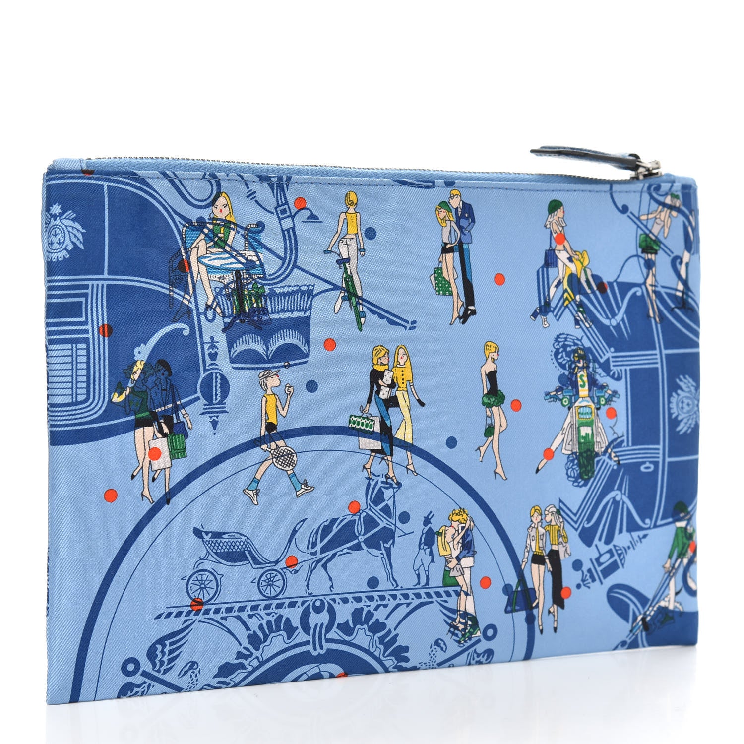 Hermes Silk Ex-Libris Les Parisiennes Silky Pocket Cosmetic Case Deep Bleu Bleuet 3 of 7