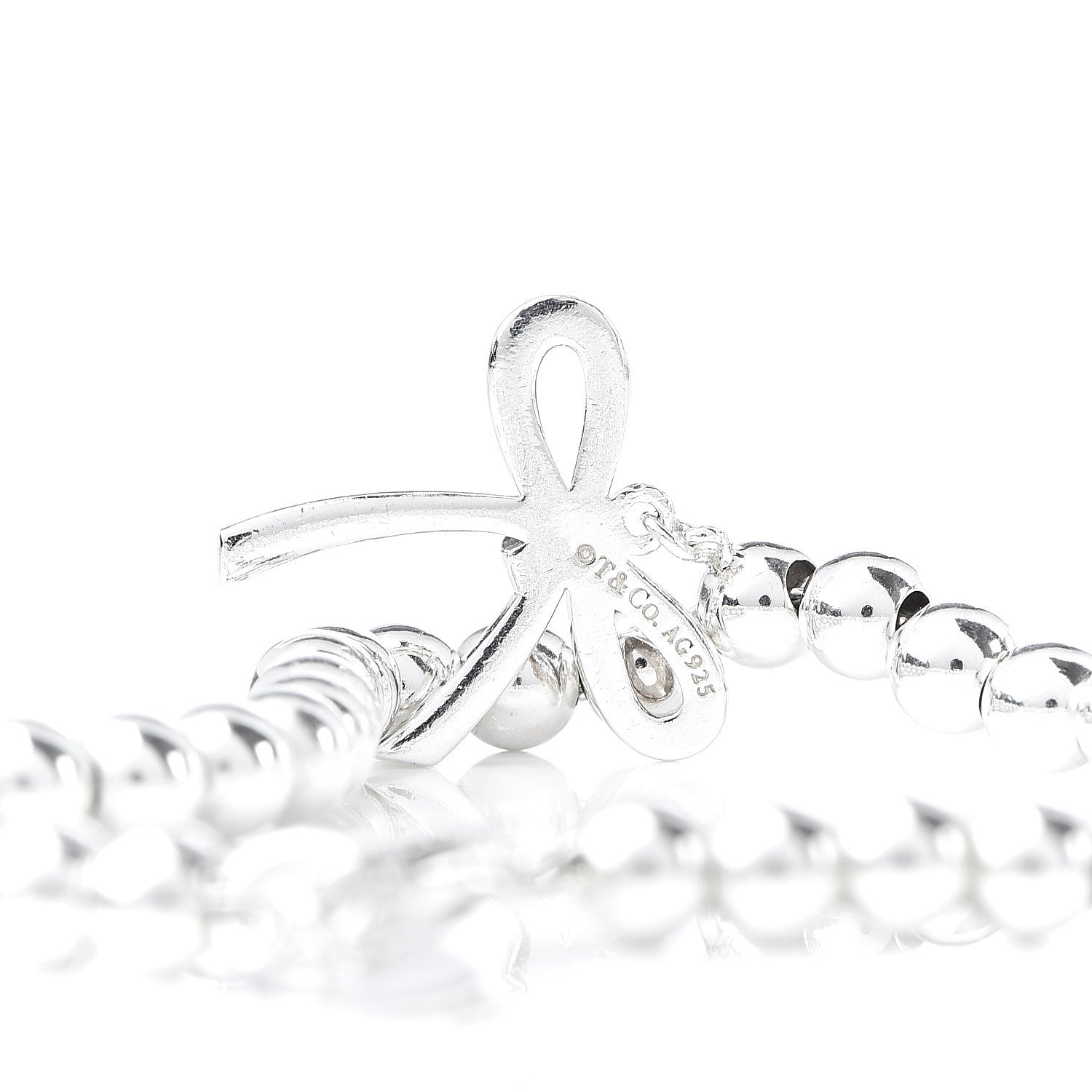 Tiffany Sterling Silver 4mm Bow Bead Bracelet 4 of 4