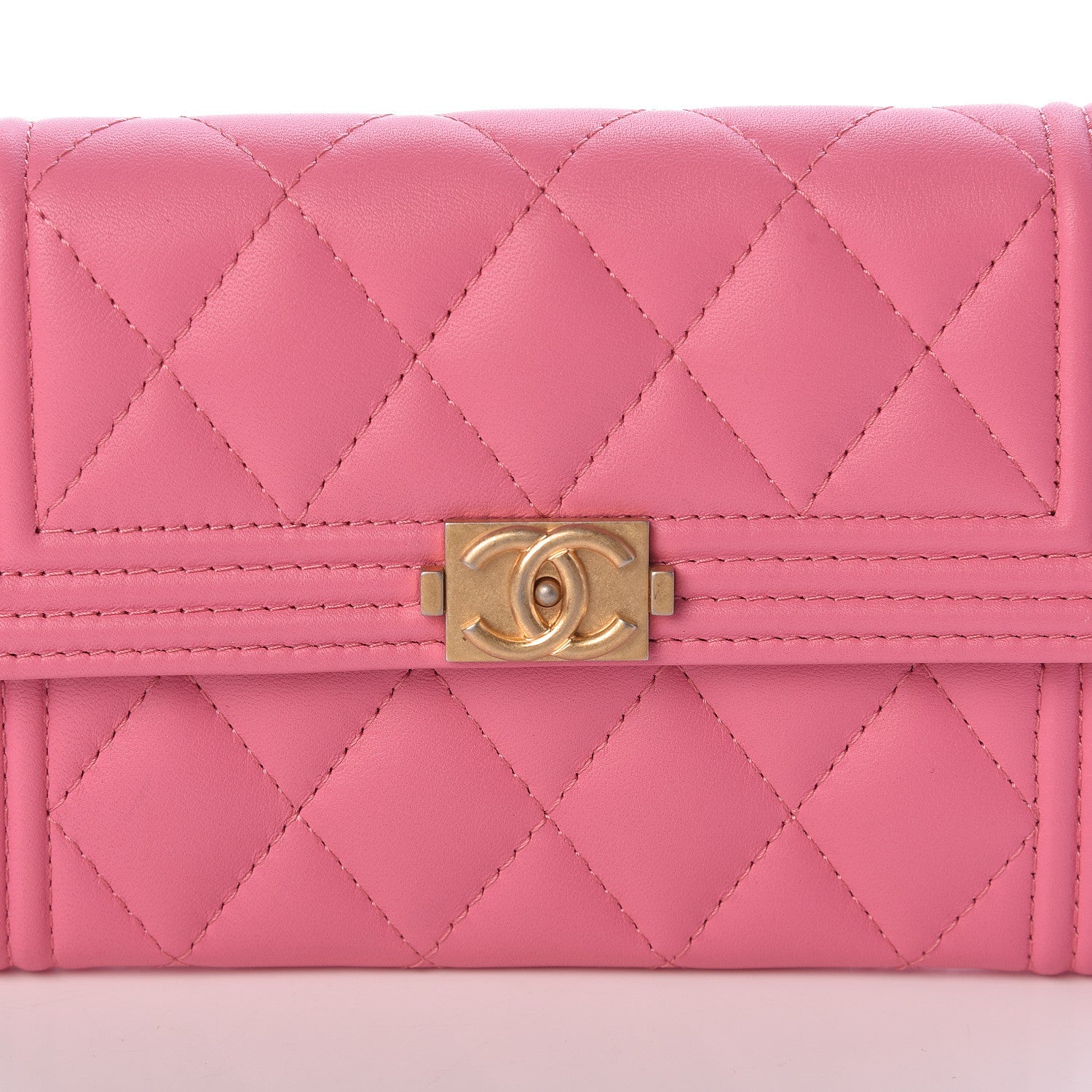 Chanel Lambskin Quilted Medium Boy Flap Wallet Pink 9 of 9