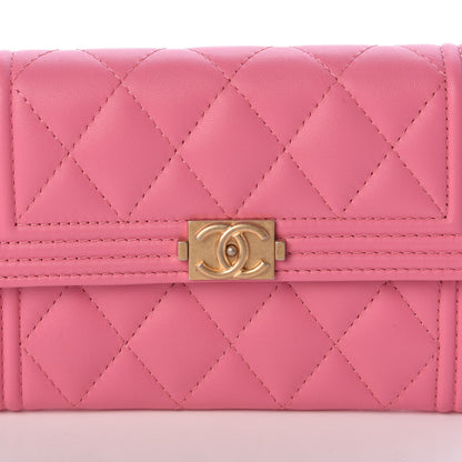 Chanel Lambskin Quilted Medium Boy Flap Wallet Pink 9 of 9