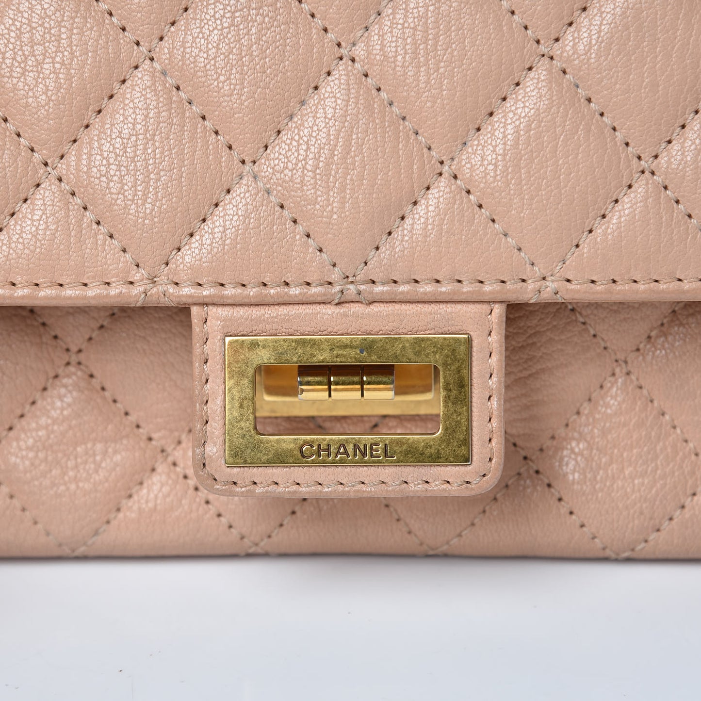 Goatskin Quilted Rita Flap Beige